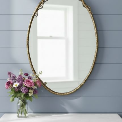 Antique Gold Oval Bow Wall Mirror | H94cm × W62.5cm