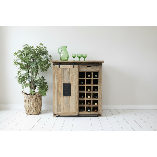 Rustic wood wine bar cabinet - Elderflower Lane