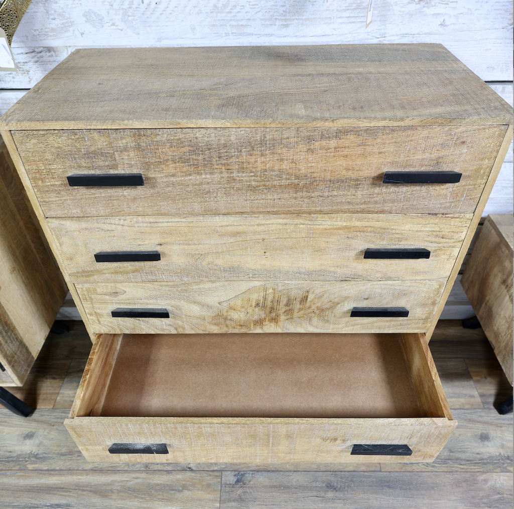 Rustic solid wood & iron chest of drawers