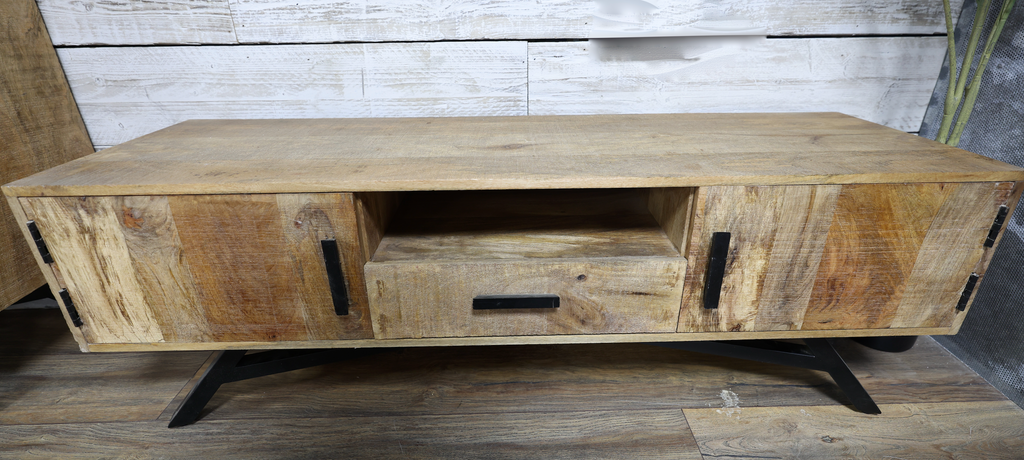 Rustic solid wood & iron Tv Cabinet