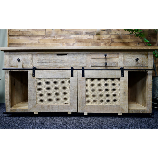 Large rustic wood & iron sideboard storage cabinet