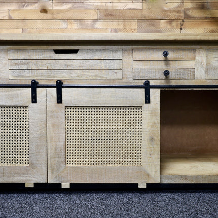 Large rustic wood & iron sideboard storage cabinet
