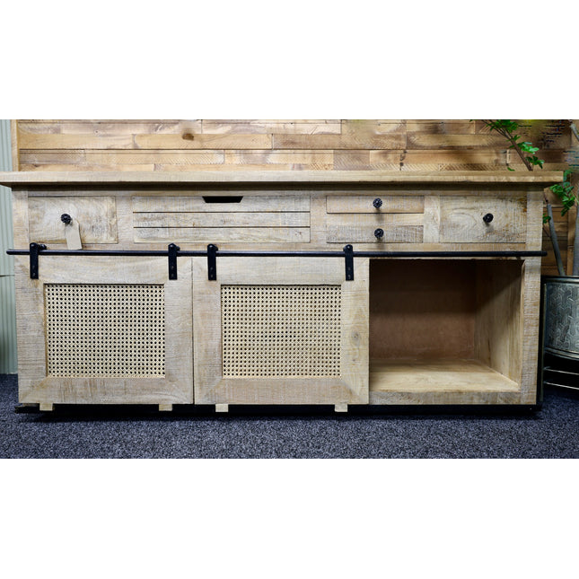 Large rustic wood & iron sideboard storage cabinet
