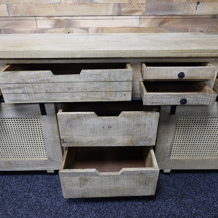 Large rustic wood & iron sideboard storage cabinet