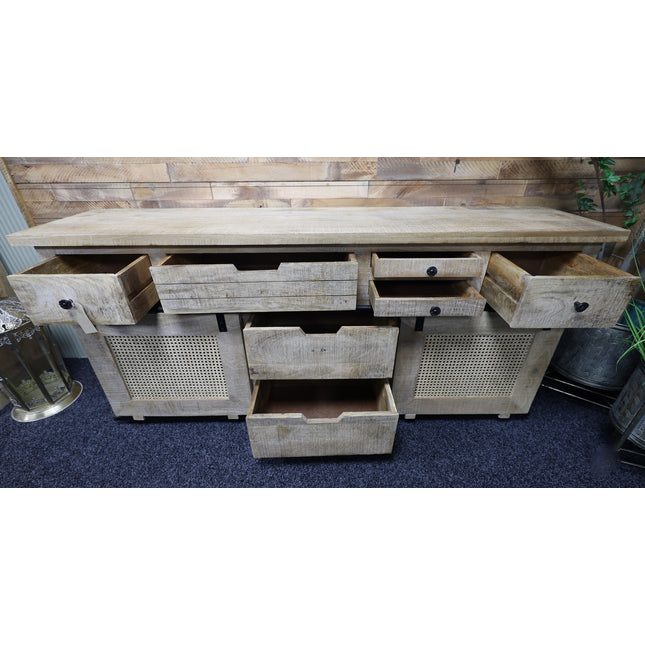 Large rustic wood & iron sideboard storage cabinet