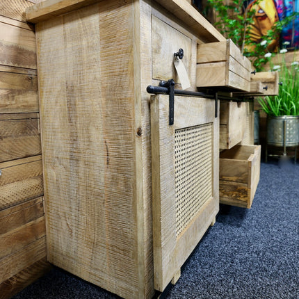 Large rustic wood & iron sideboard storage cabinet