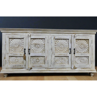 White ornate carved home storage cabinet uk