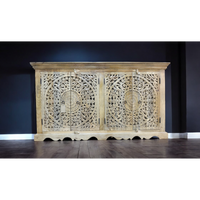 Artisan ornate carved wood sideboard