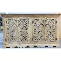 Ornate carved rustic wood big storage cabinet uk