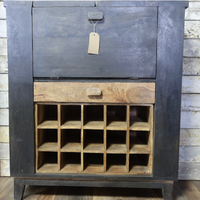 Black wood & iron drinks bar cabinet uk