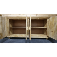 Artisan 6ft wide hand carved rustic natural wood sideboard cabinet