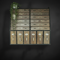 Rustic wood wall apothecary 18 drawer storage cabinet - Elderflower Lane