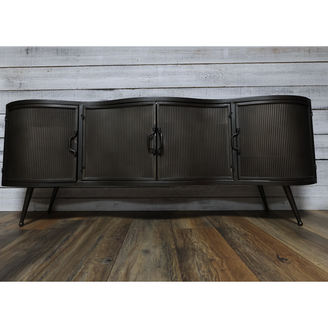 Large curvy ribbed metal storage cabinet uk