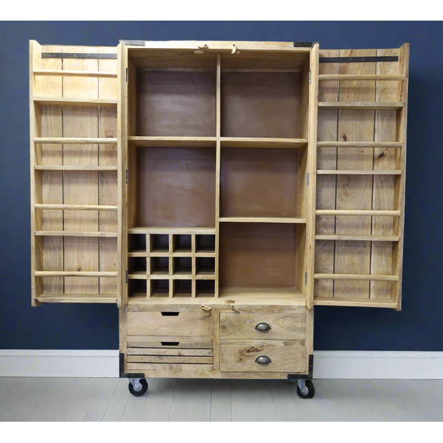 Large 6ft rustic wood larder-drinks-home storage cabinet