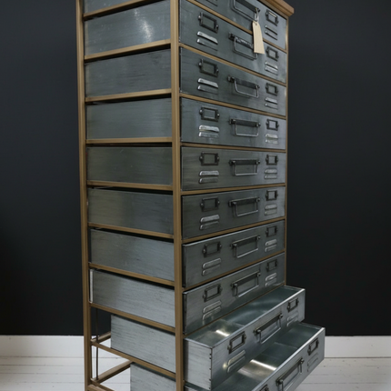 Chest of 10 metal storage drawers - Industrial Style. Elderflower Lane UK
