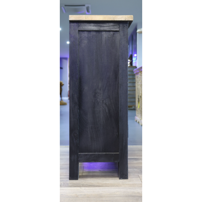 Black wood ornate carved 2 door cupboard