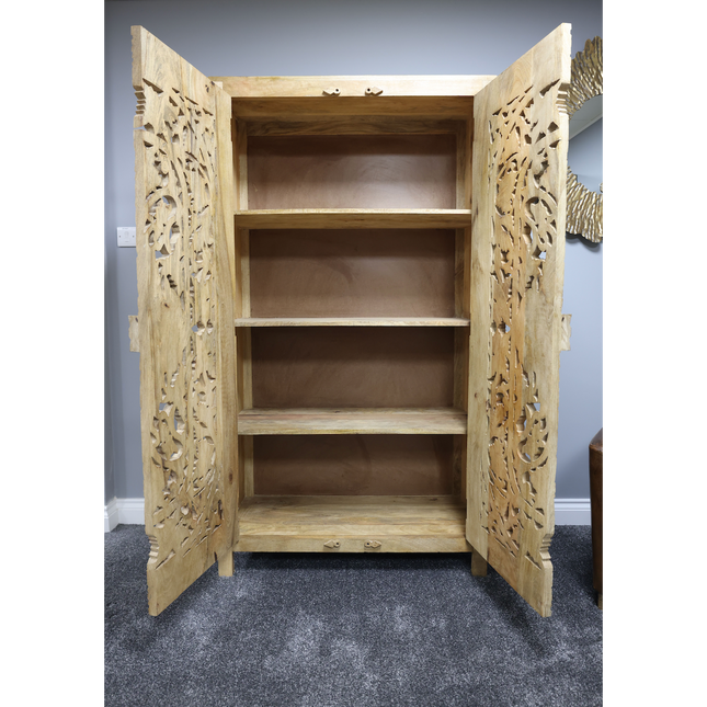 Indian carved wood armoire