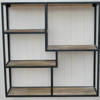 Square wood & metal wall display shelf