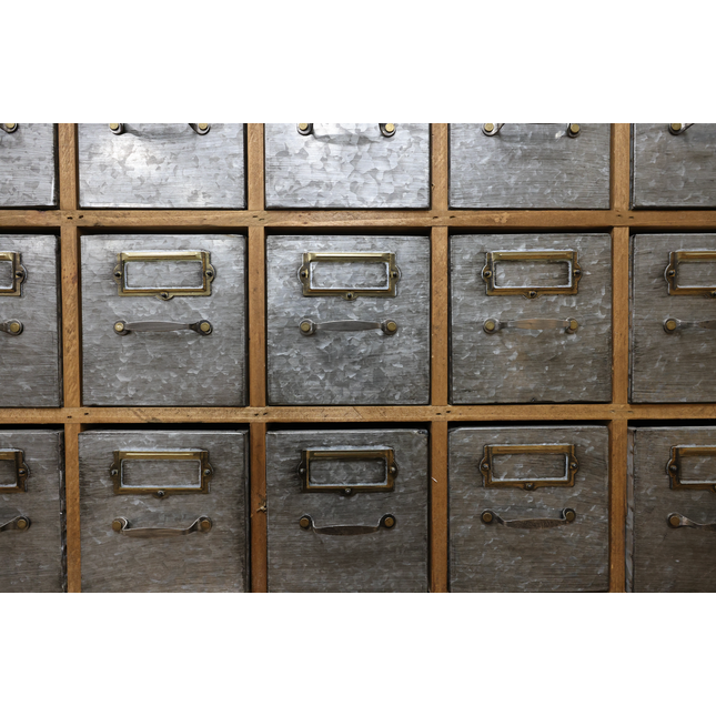 Wood & steel 21 drawer apothecary storage cabinet