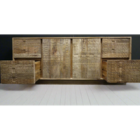 Large chunky carved natural wood sideboard