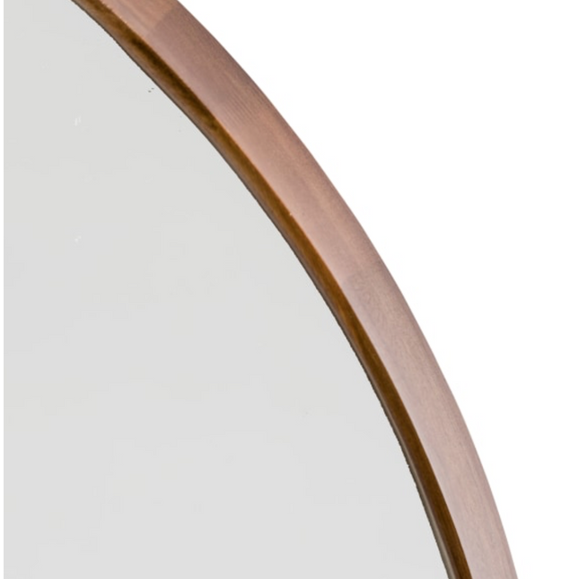 Extra large oak wood framed round wall mirror - 100cm x 100cm