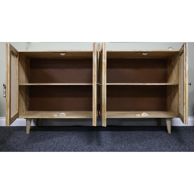XL natural wood & rattan arch sideboard