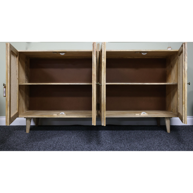 Large rattan arched & wood sideboard