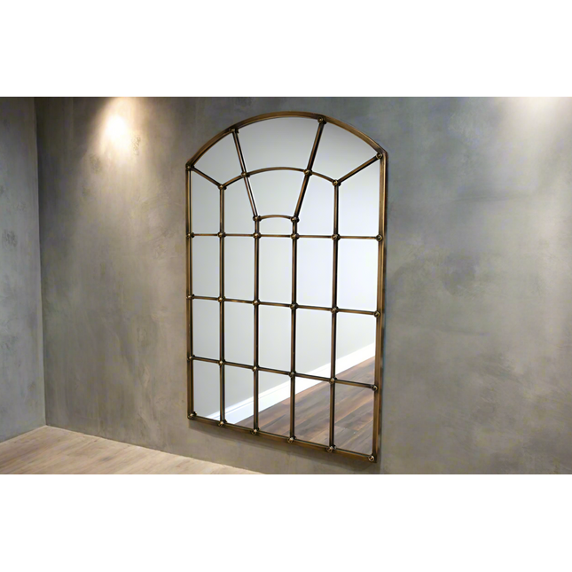 Extra large muted gold arched wall mirror H:132cm W:92cm