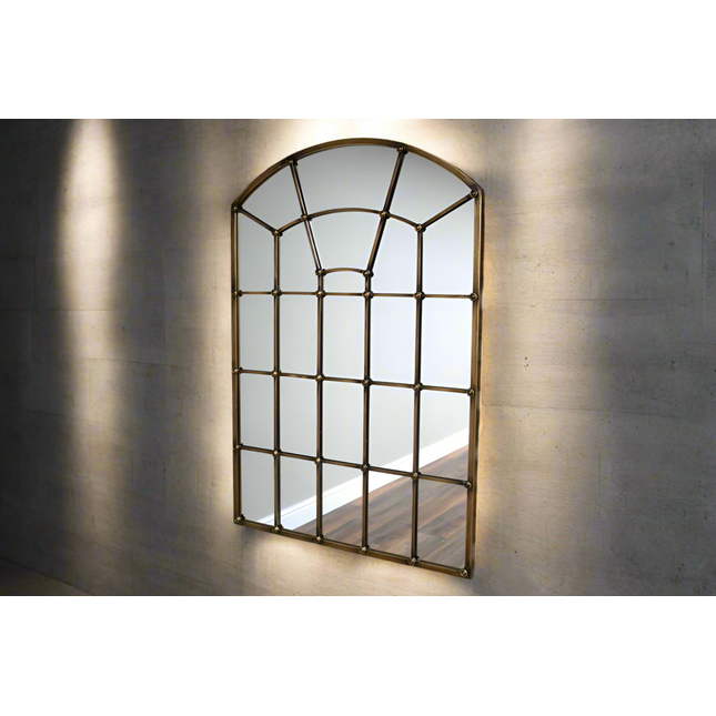 Extra large muted gold arched wall mirror H:132cm W:92cm