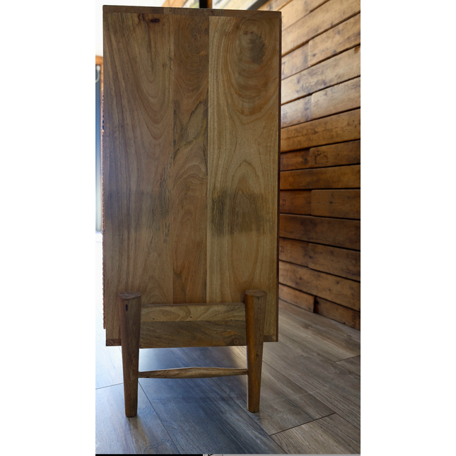 Rustic wood & rattan arch storage cabinet