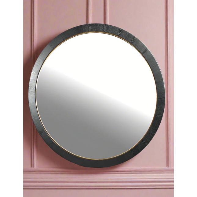 Giant round black & muted gold wall mirror H:153cm W:153cm