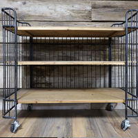 3 tier metal caged wood baker display shelves