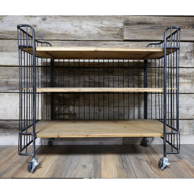 3 tier metal caged wood baker display shelves - Back in stock May