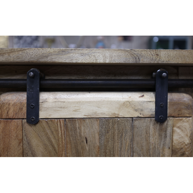 Industrial iron & wood wine storage cabinet