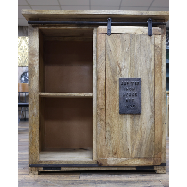 Industrial iron & wood wine storage cabinet
