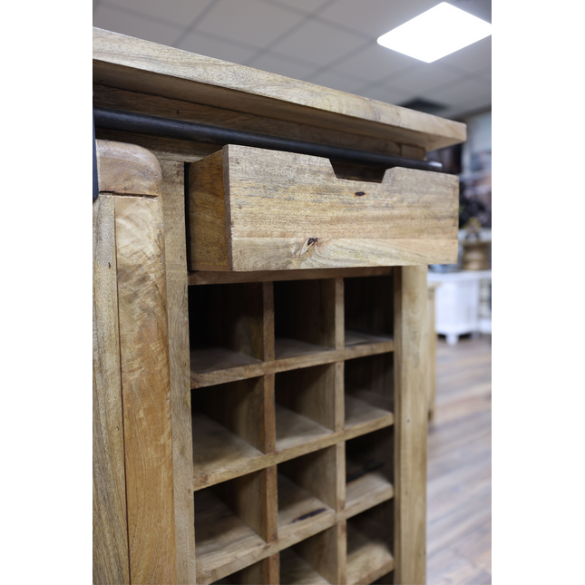 Industrial iron & wood wine storage cabinet