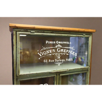 Tall green metal multi drawer storage display cabinet