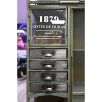 Tall green metal multi drawer storage cabinet