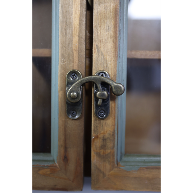 Multi compartment wood & glass collectors wall display cabinet