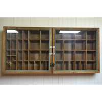 Multi compartment wood & glass collectors wall display cabinet