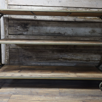 Wide rustic 3 tier display shelves trolley on wheels