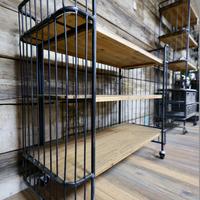 3 tier metal caged wood baker display shelves