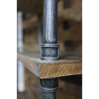Tall Iron pipe & rustic wood 5 tier wall shelf unit