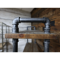 Tall Iron pipe & rustic wood 5 tier wall shelf unit