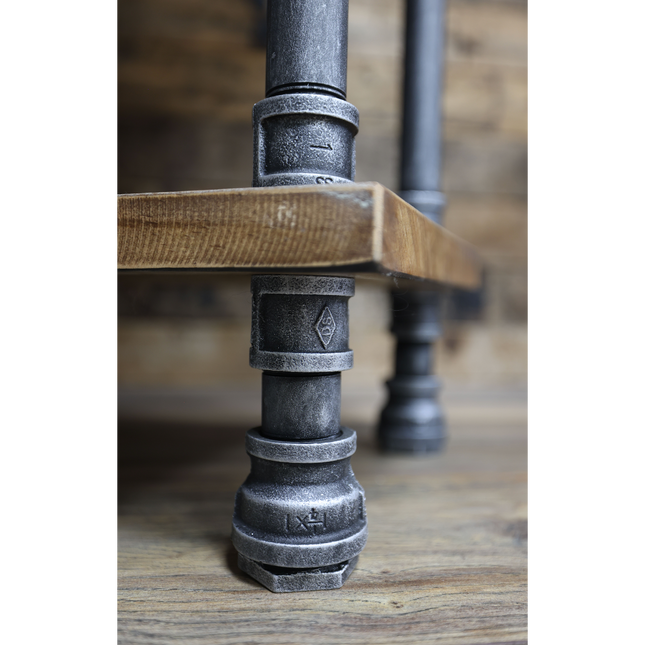 Tall Iron pipe & rustic wood 5 tier wall display shelving