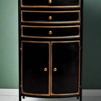 Black metal tall storage cabinet