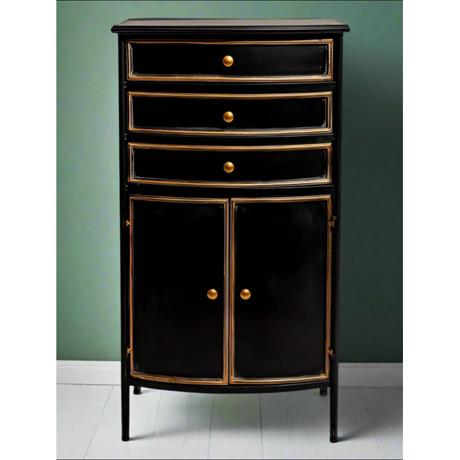 Black metal tall storage cabinet