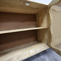 XL rattan & wood 4 door storage cabinet