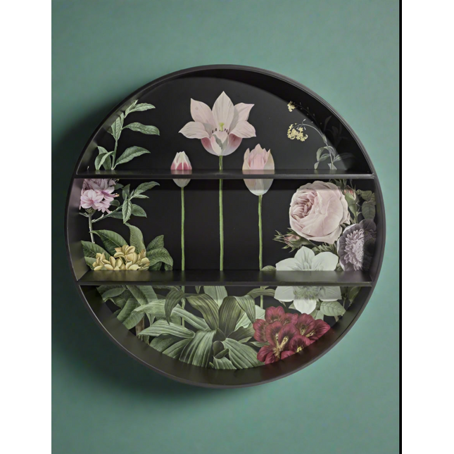 Round wall display shelves - floral design