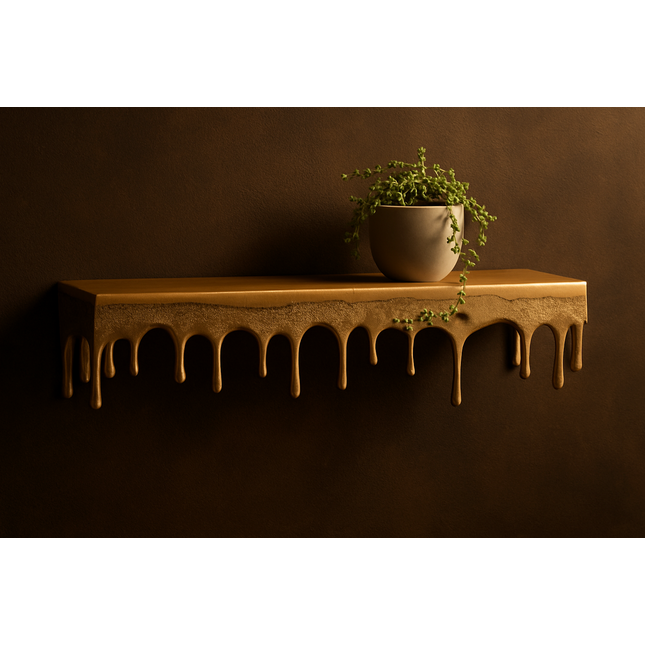 Gold metal Dali drip wide wall home storage  shelf uk